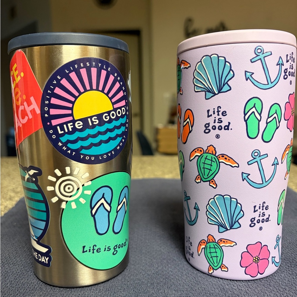 Life is Good Tumbler Set with Beach and Nautical Designs